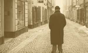 anziano spalle strada pave