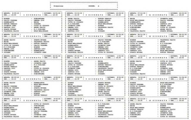 calendario promozione 19