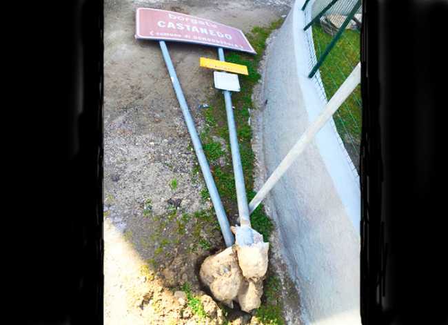 cartello divelto vento