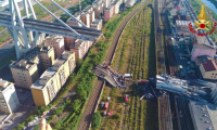 foto ponte genova vigili elicottero