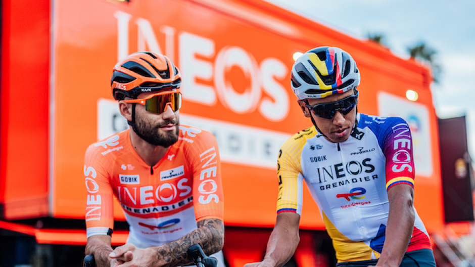 Filippo Ganna in gruppo nella prima tappa della Volta ao Algarve