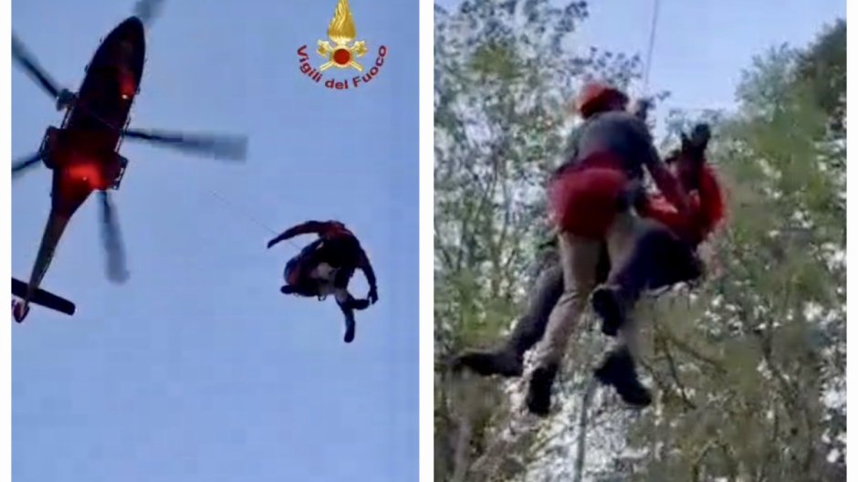 Due escursionisti in difficoltà recuperati dall'elicottero dei Vvf col verricello