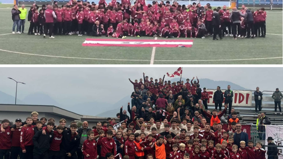 Festa granata allo stadio Curotti: la Juve Domo presenta tutte le squadre