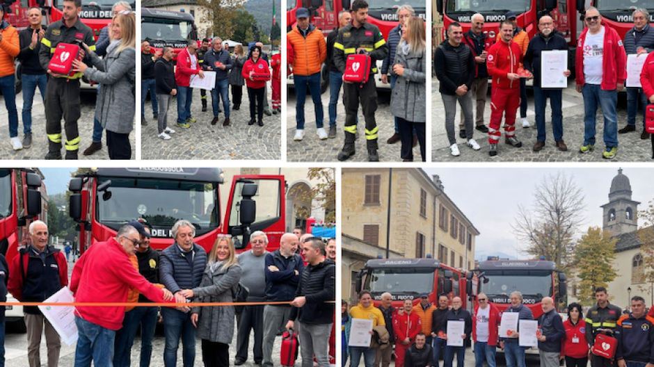 Un defibrillatore per i Vigili del fuoco di Baceno grazie a 