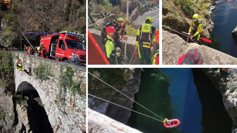 Esercitazione dei Vigili del Fuoco all'Orrido di Sant'Anna