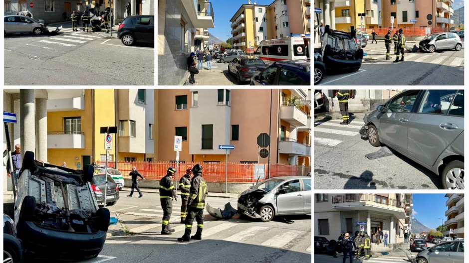 Domodossola: violento scontro tra auto, Panda cappottata 