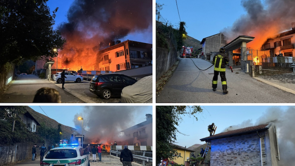 Incendio Cannobio: due abitazioni inagibili, in fumo auto, moto e strutture adiacenti