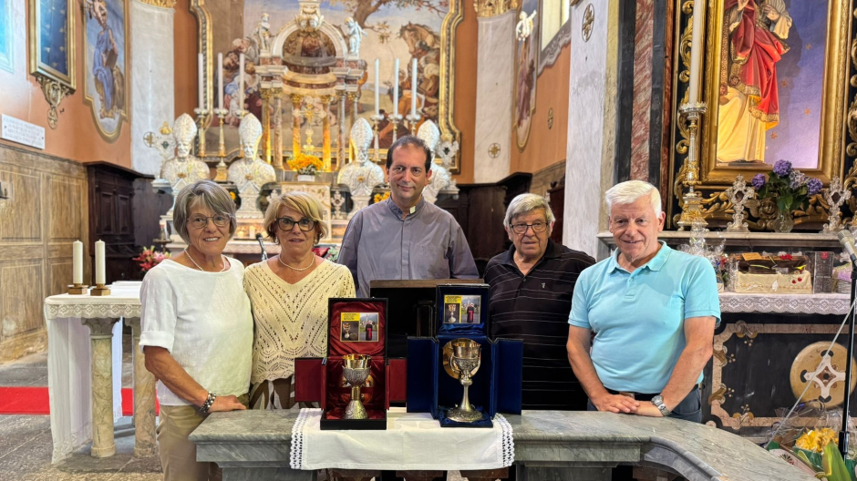 Due calici di monsignor Bonzani donati alla chiesa di Villette 
