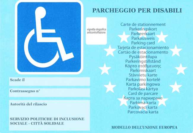 parcheggio blu disabili
