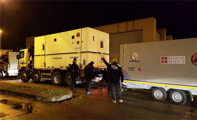 protezione civile camion partenza