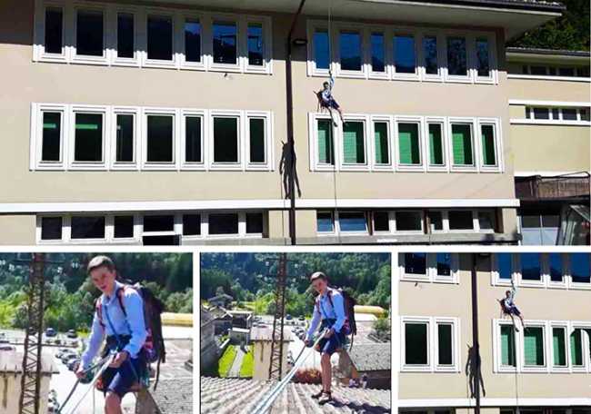 studente corda tetto scuola mix