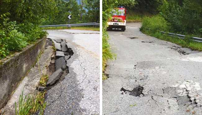 vigili fuoco lusentino buca strada