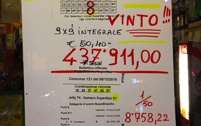 vincita superenalotto crevola