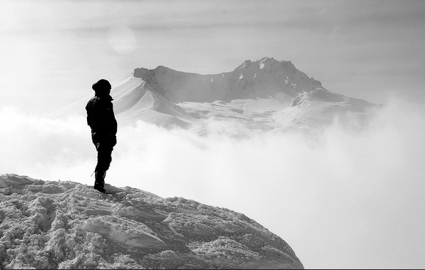 cima montagna neve bn