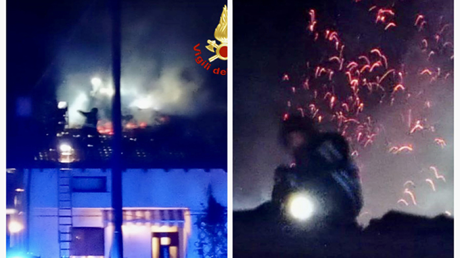 Incendio del tetto di una casa, alloggio inagibile. Nessun ferito
