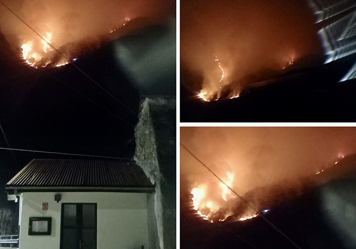 Continua a bruciare la montagna. I Vvf ipotizzano sia partito da case abitate