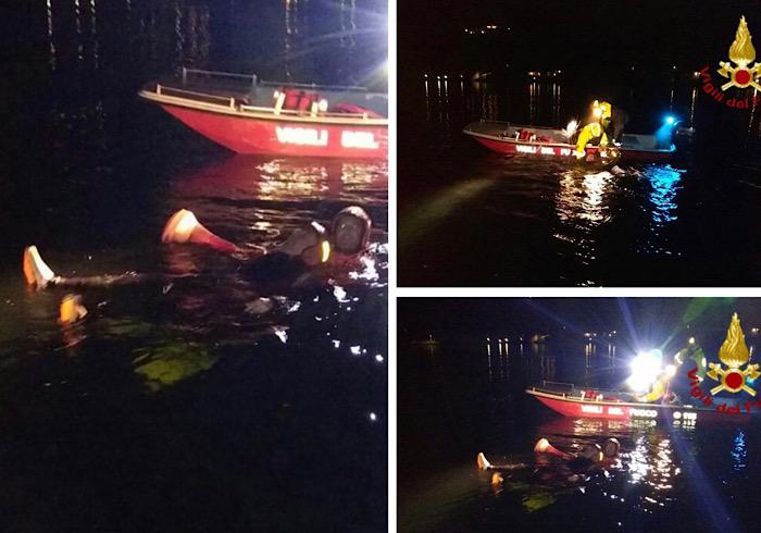 “Natante in difficoltà e persone cadute in acqua”: esercitazione notturna nel Lago D’Orta