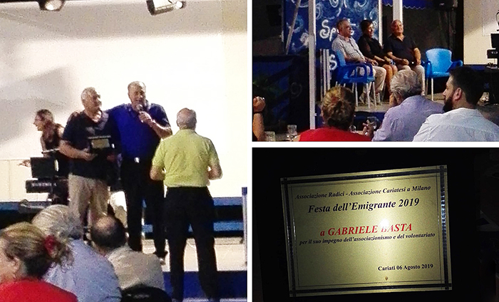 Premio al domese Gabriele Basta a Cosenza, alla “Festa dell’Emigrante”
