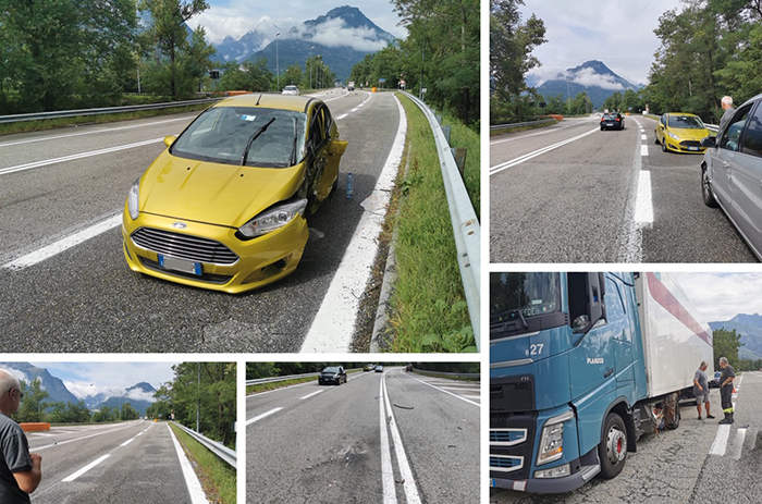Perde il controllo dell'auto e va a sbattere contro un Tir in superstrada. Portato al Dea