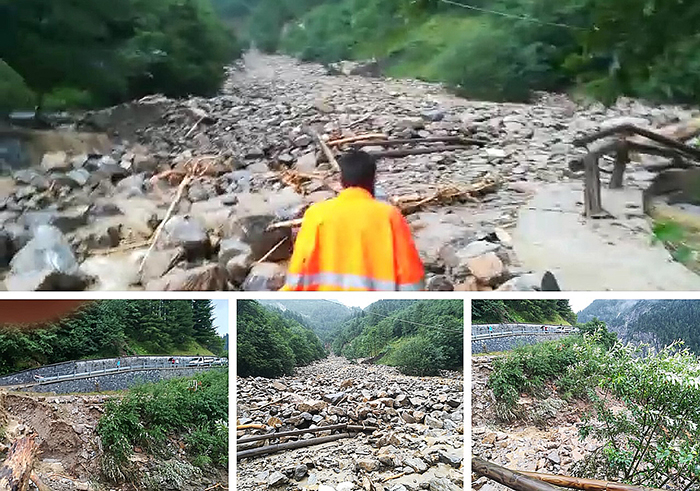 DIluvio a San Domenico: una enorme frana travolge un ponte. Auto bloccate, soccorsi in azione