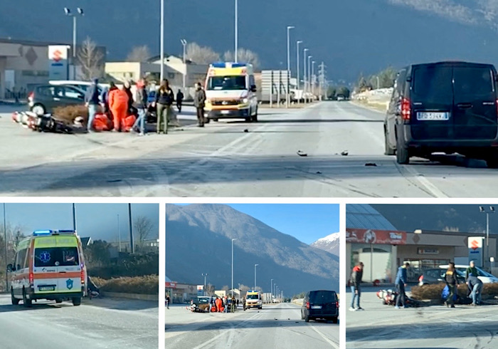 Schianto tra auto e moto. Centauro ferito portato al Dea