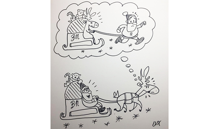 La difficile notte della renna di Babbo Natale nella nuova vignetta di Carlo Lux