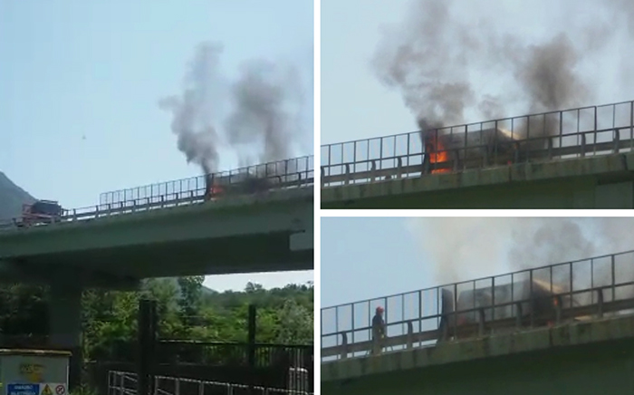 Riaperta al traffico la superstrada ossolana dopo l'incendio ad un furgone (video)