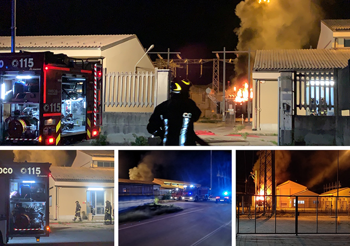 Incendio ad un grosso trasformatore di corrente allo scalo di Domo 2. Video