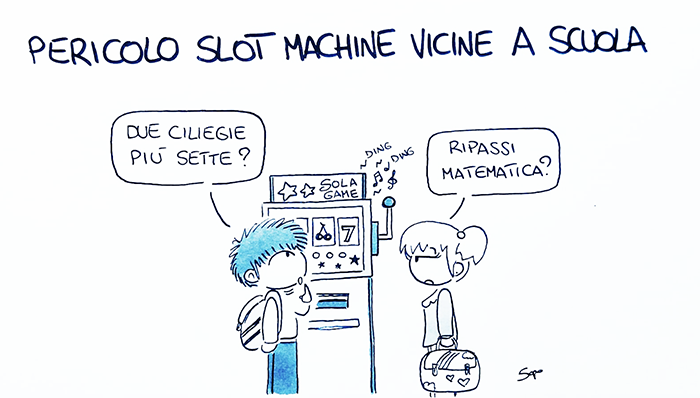 Le slot machine vicino alle scuole nella nuova vignetta di Sapo