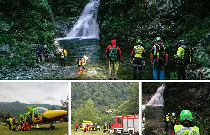 Le immagini del Soccorso Alpino dell'intervento risolto in forra e il salvataggio di quattro escursionisti