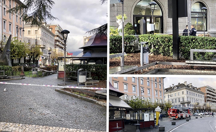 Chiusa parte della piazza davanti alla Stazione per un ramo pericolante. Intervengono i Vigili del fuoco