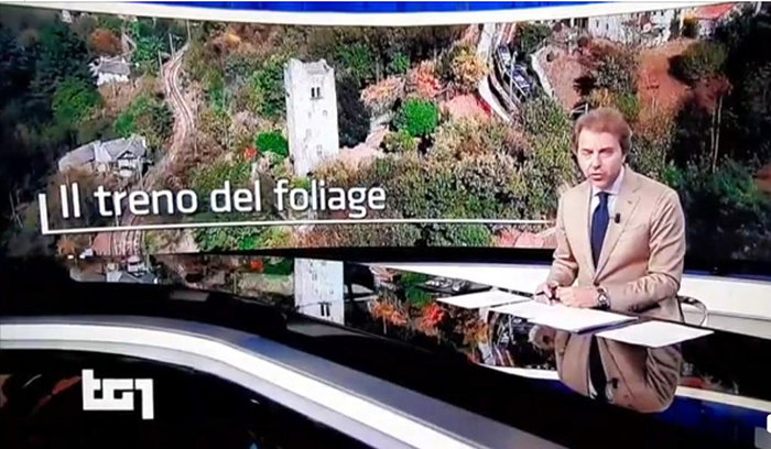 Mega spot al Tg Uno per la ferrovia Vigezzina ed il treno del foliage