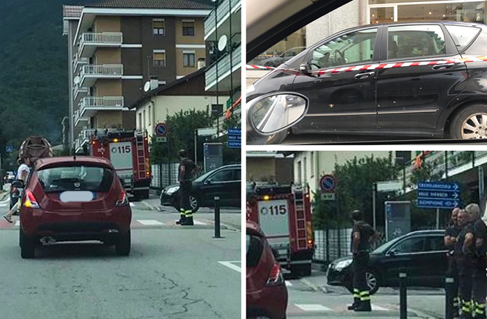 Scompiglio a Domo per uno sciame d'api piazzatosi su un'auto