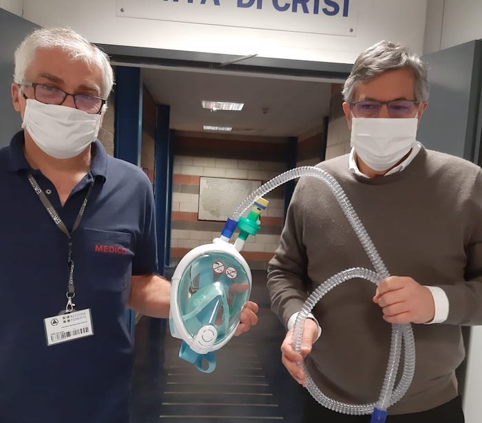 Coronavirus: consegnate agli ospedali piemontesi mille maschere da snorkeling Decathlon riadattate
