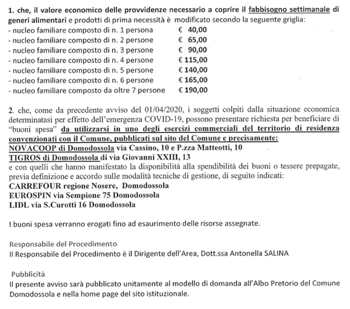 tabella buoni comune