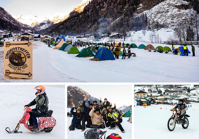 Prove di abilità sulla neve al 4° Motoraduno CinghiosTreffen in Formazza. Foto