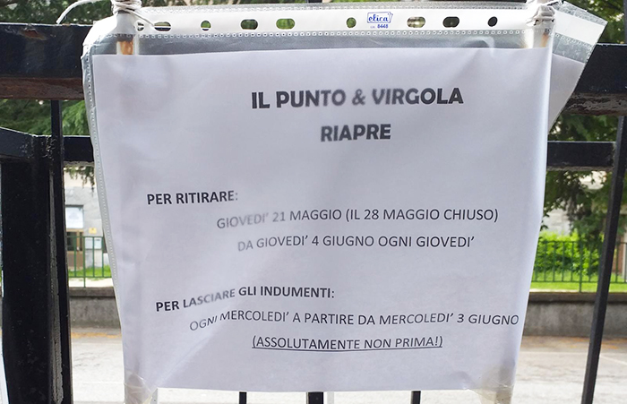  Riapre il "Punto e Virgola" per la raccolta di indumenti per gli indigenti