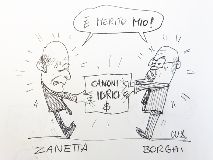 Canoni idrici, di chi è il merito? La vignetta di Carlo Lux