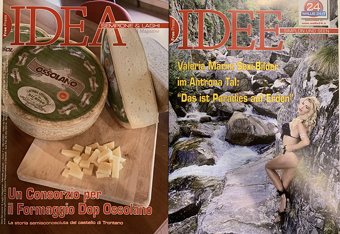 Gli scatti hot di Valeria Marini in Antrona e il formaggio Ossolano Dop su IDEA di agosto