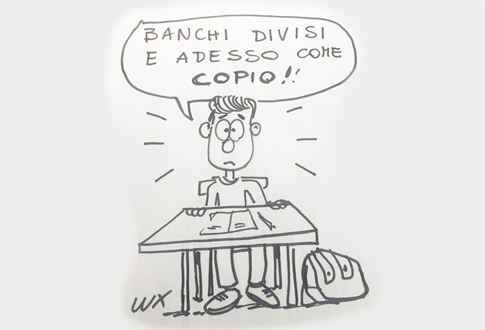 I nuovi banchi a scuola nella vignetta di Carlo Lux