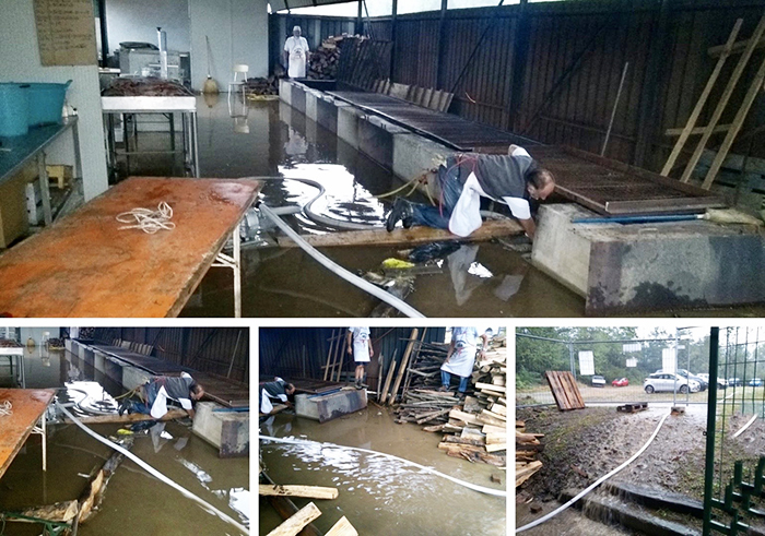 Diluvio d'acqua nella cucina della griglia alla Sagra della Patata, annullata la distribuzione di mezzogiorno del "Patatadrive"