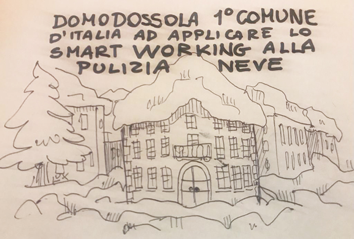 Lo sgombero neve a Domodossola nella vignetta di Carlo Lux