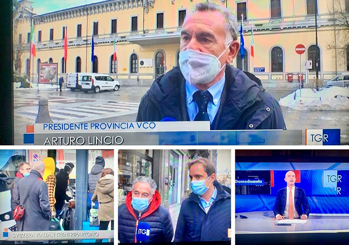 Intervista sui frontalieri al Tg3 Regione per il presidente del Vco Arturo Lincio