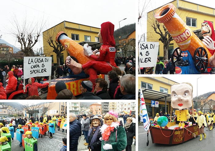 Carnevale di Villa: la Noga vince la sfilata, Paola Castellaro e Guido Tambolini l'Arlori e la Zecra. Foto