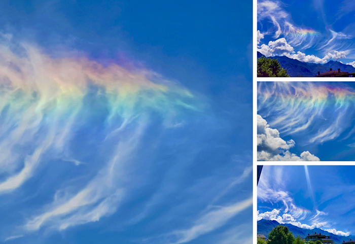 Spettacolo nei cieli ossolani, non solo il doppio arcobaleno: ecco i cirri colorati