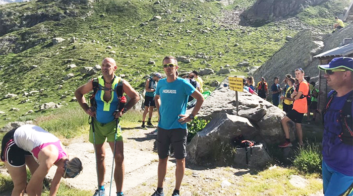 Stage di allenamento sotto la est del monte Rosa per il campione trail runner Franco Collè. Foto