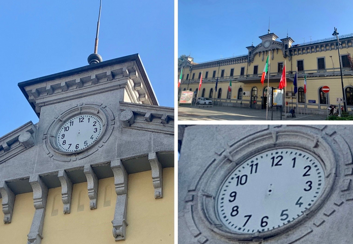 Via le lancette dall'orologio (rotto) della stazione