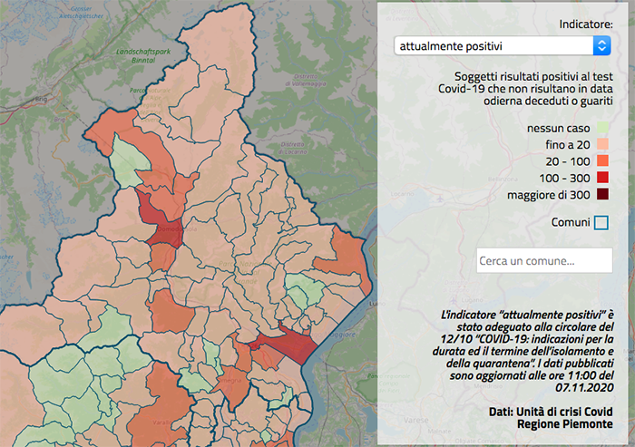Più di mille positivi nel Vco, 224 a Verbania,172 a Domodossola, 58 ad Omegna. La mappa 