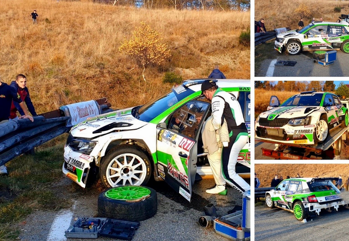 Rally del Rubinetto: Chentre sbatte appena finita la speciale n.4 e si ritira. Foto