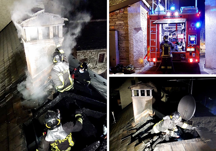 Un incendio alla canna fumaria la causa delle fiamme sul tetto di Pallanzeno